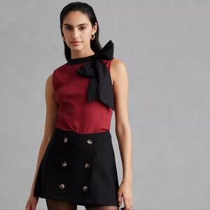 DOLAN Tie-Neck Ribbed Shell Blouse